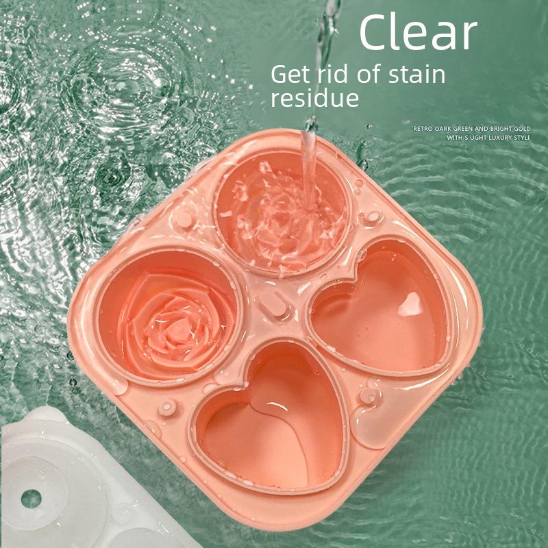 Formă mare de silicon pentru trandafiri și inimă pentru cuburi de gheață pentru whisky