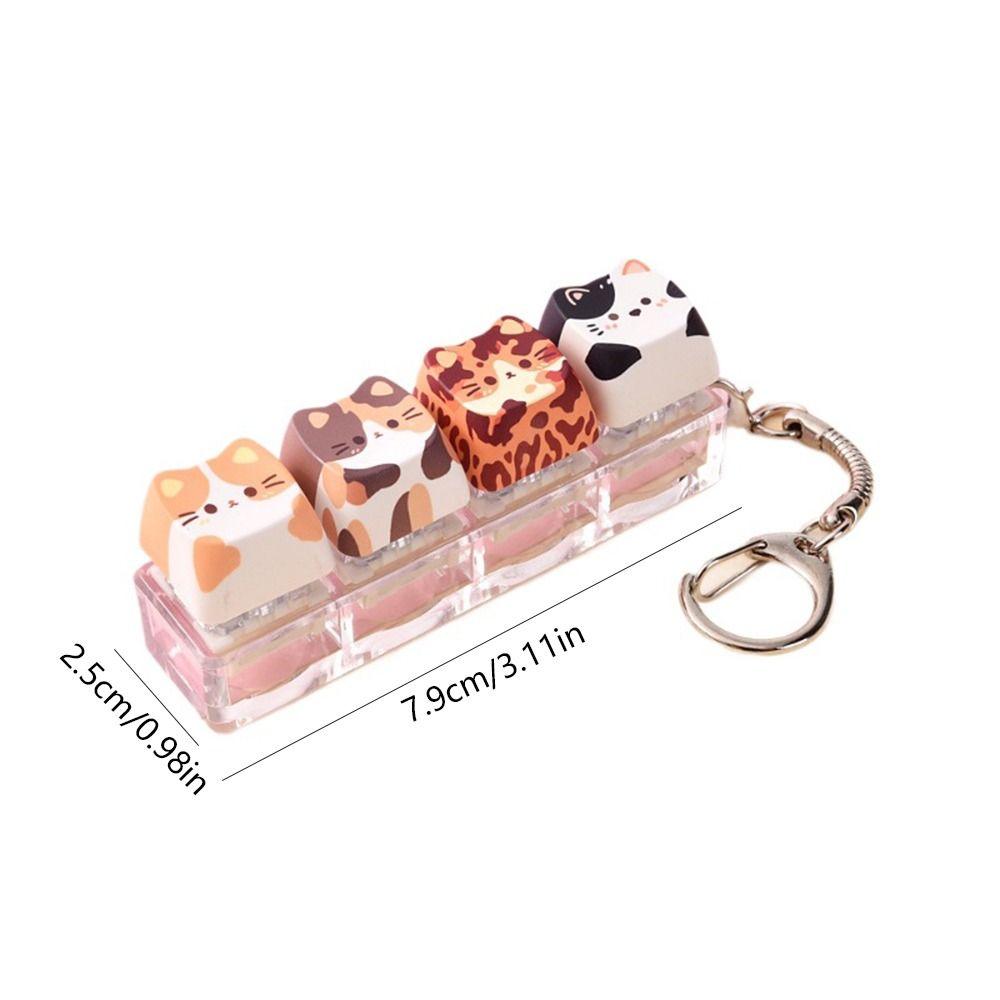 Creative Cat Fidget  Keychain Kawaii Keycap Keychain Cute Finger Keyboard Pendant  Backpack Pendant