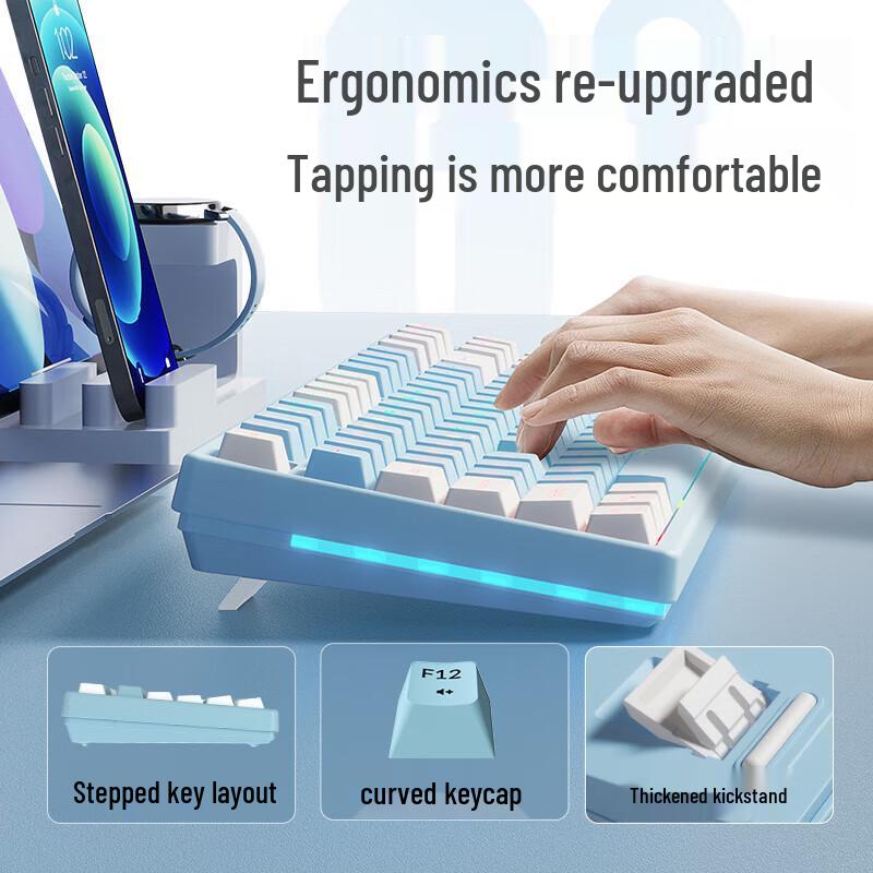 Founder GK87 87-Key Tri-Mode Wireless Mechanical Keyboard