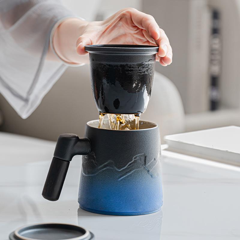 Light luxury office cup tea separation large capacity mug business office tea cup