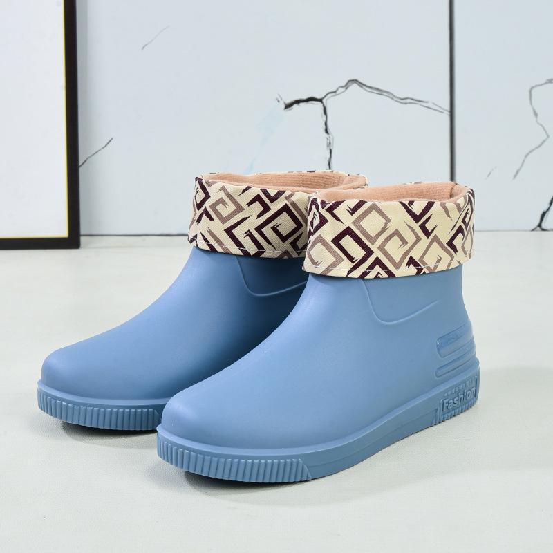 Women's Rain Shoes Low Tube Fashion Water Shoes New Non-slip Rain Boots Durable Kitchen Adult Warm Water Boots Rubber Shoes