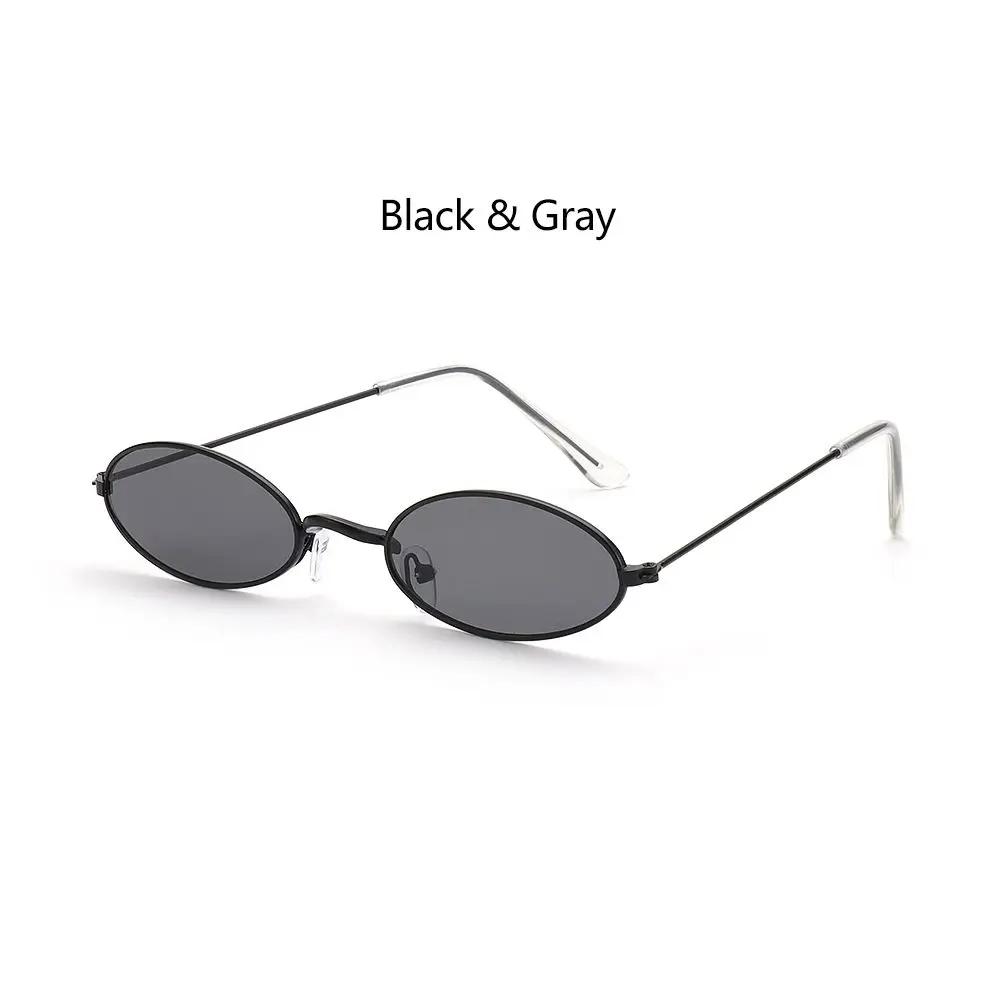 Retro Small Frame Oval Sunglasses Vintage Metal Colorful Shades Sun Glasses For Men Women Fashion Brand Design Female Eyeglasses