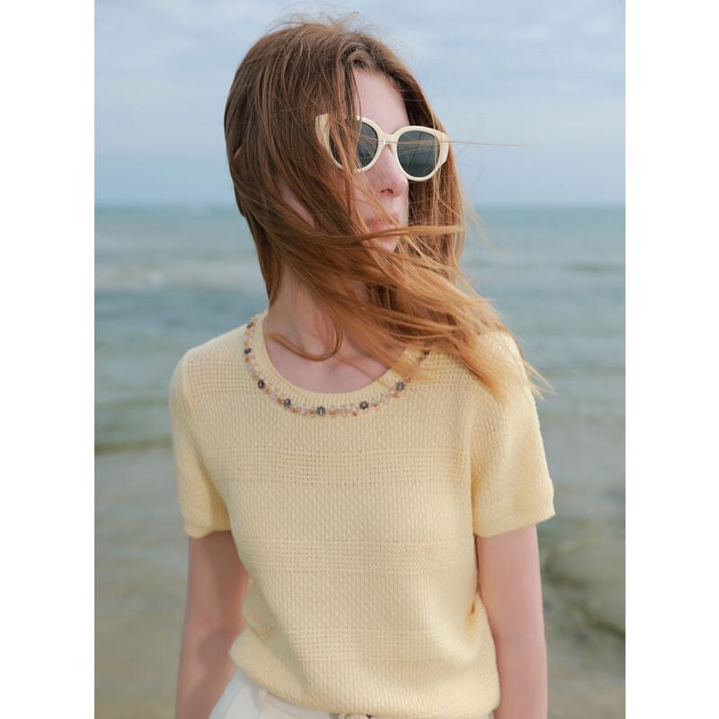 SanCai Women's Slim Fit Knit Short Sleeve Top