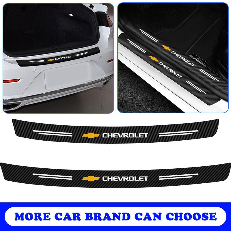 1pcs Carbon Fiber Car Trunk Rear Bumper Sticker Guard Plate Protector For Chevrolet Cruze Captiva Trax Aveo Camaro Sonic Tahoe Impala Equinox Suburban