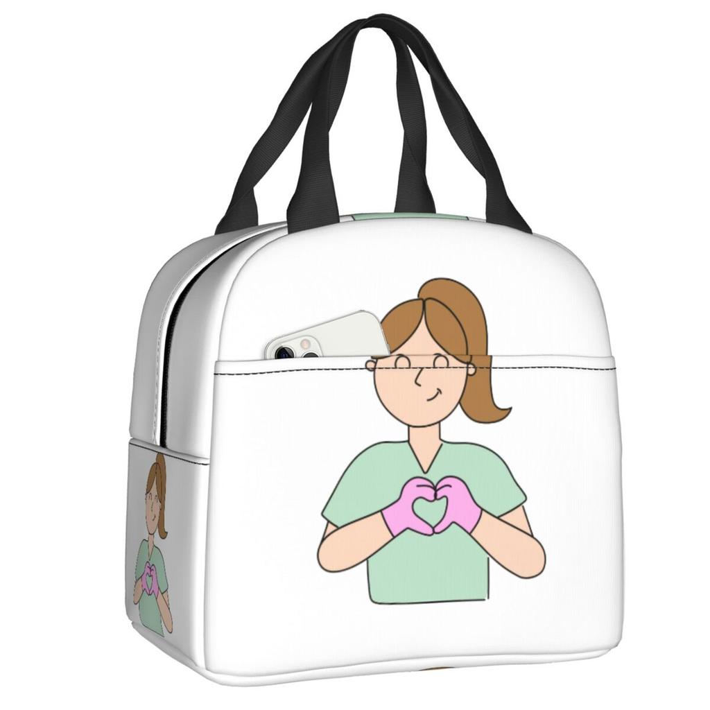 Custom Doctor Nurse Medical Medicine Insulated Lunch Tote Bag for Women Portable Thermal Cooler Food Lunch Box School