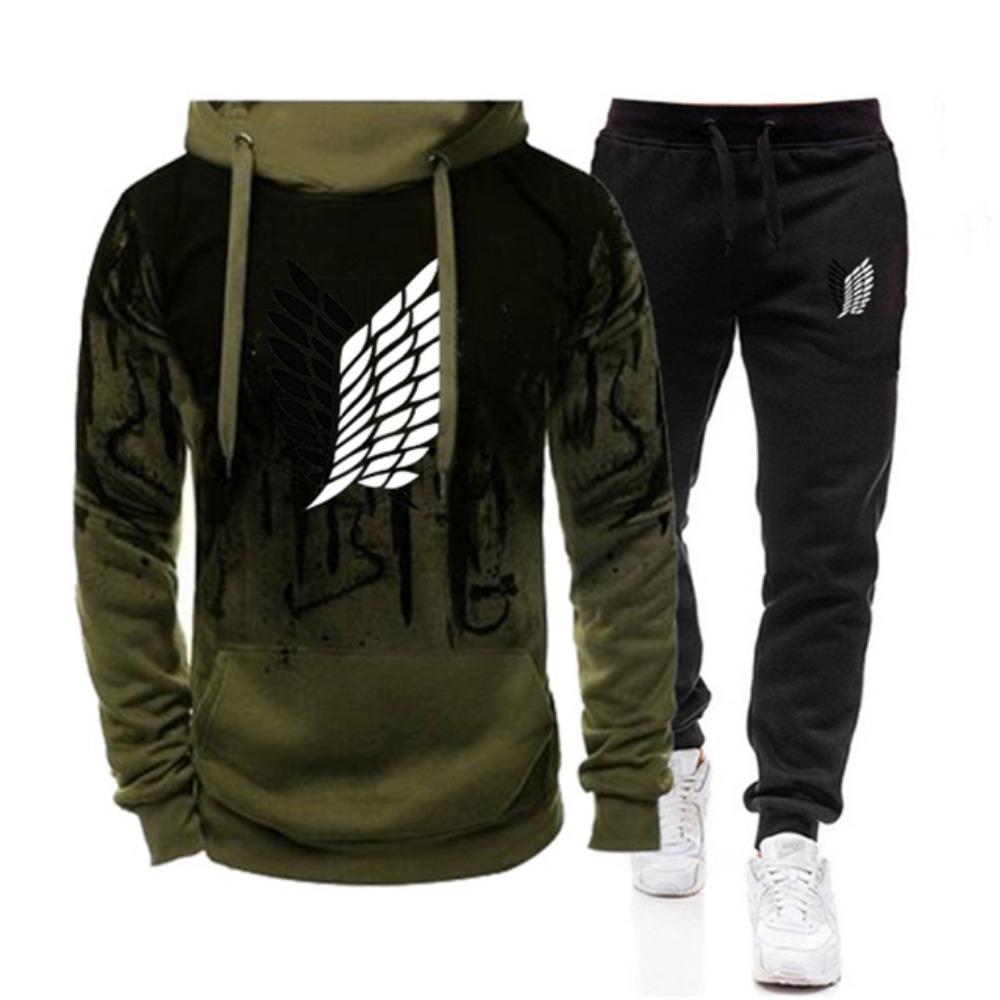 Neues Herren-Sportset Zweiteiliges Kapuzenpullover Herren-Casual-Herbst- und Winter-Kapuzenpullover+Hosen Modisches Herrenset
