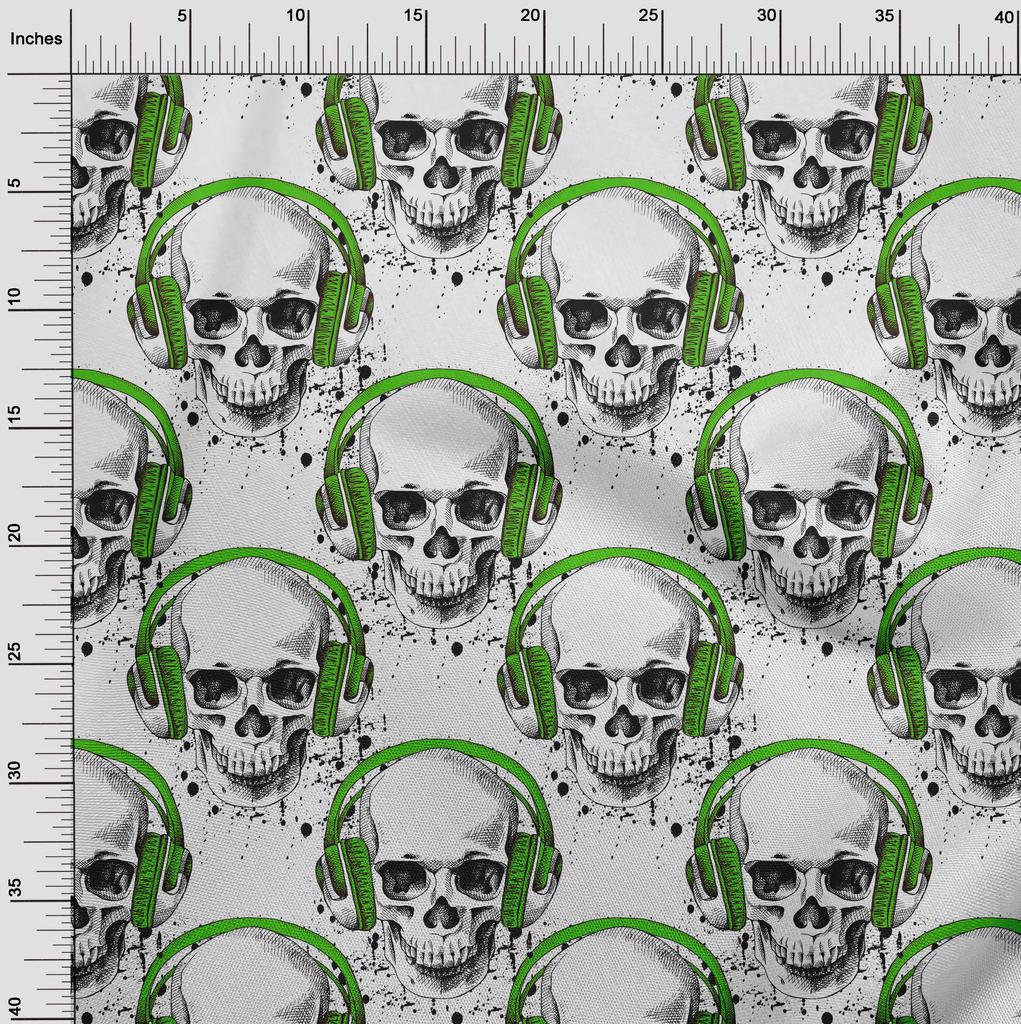 oneOone Cotton Flex Green Fabric Skull Craft Projects Decor Fabric Printed By The Yard 40 Inch