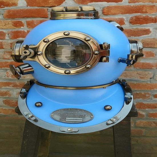 

45.72 cm Blue Chrome Mark V Diver s Helmet Replica Nautical Decor