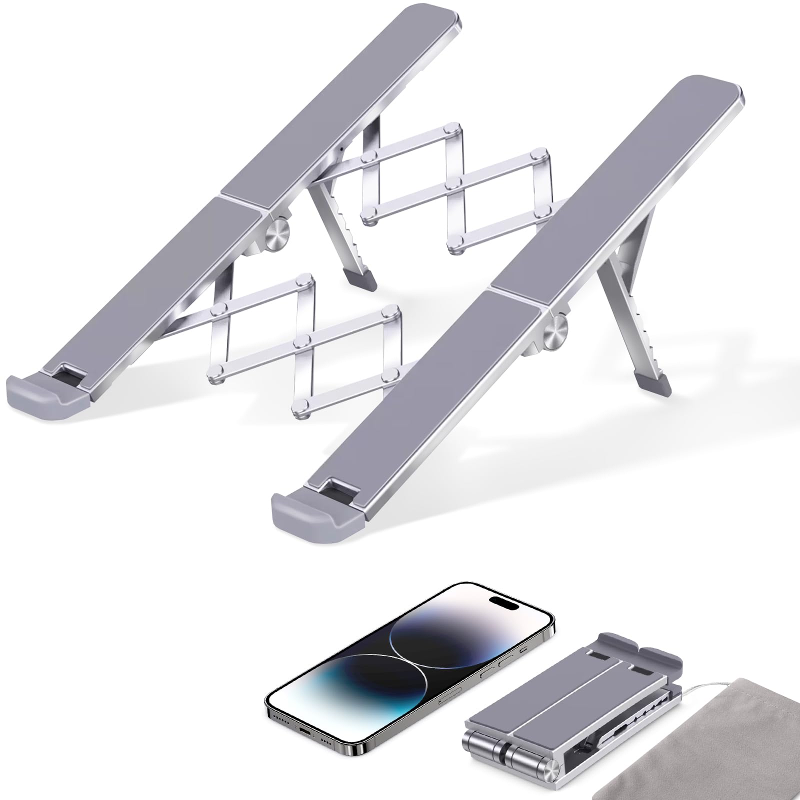 

MOHOPE Ноутбук Ноутбук Компьютер Мини Регулируемый Компьютер Улучшает оз До Дюймового Ноутбука Поставляется с Хранилищем Серебристая Подставка, Подставка, Подставка, Настольный,