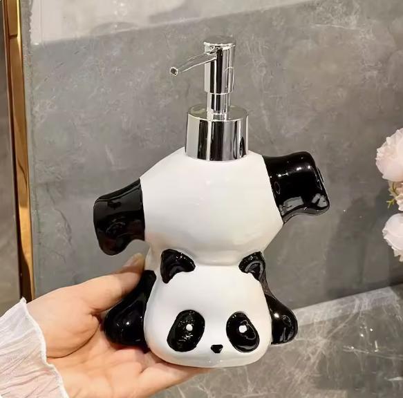 Cute Animal Panda Ceramic Lotion Bottle Bathroom Accessories Shampoo Moisture Bottled Panda Soap Dish Household Soap Dispens