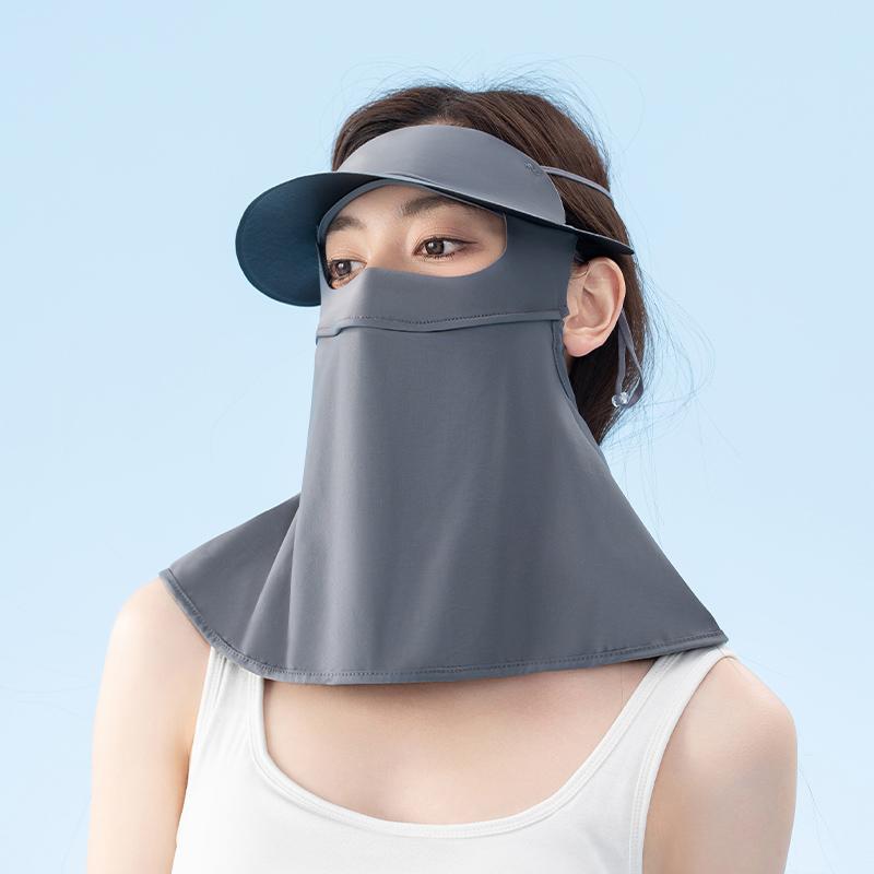 New Design Anti-UV Outdoor Cool Ice Silk Custom Full Face Summer Women Sunscreen Visor with Face Mask
