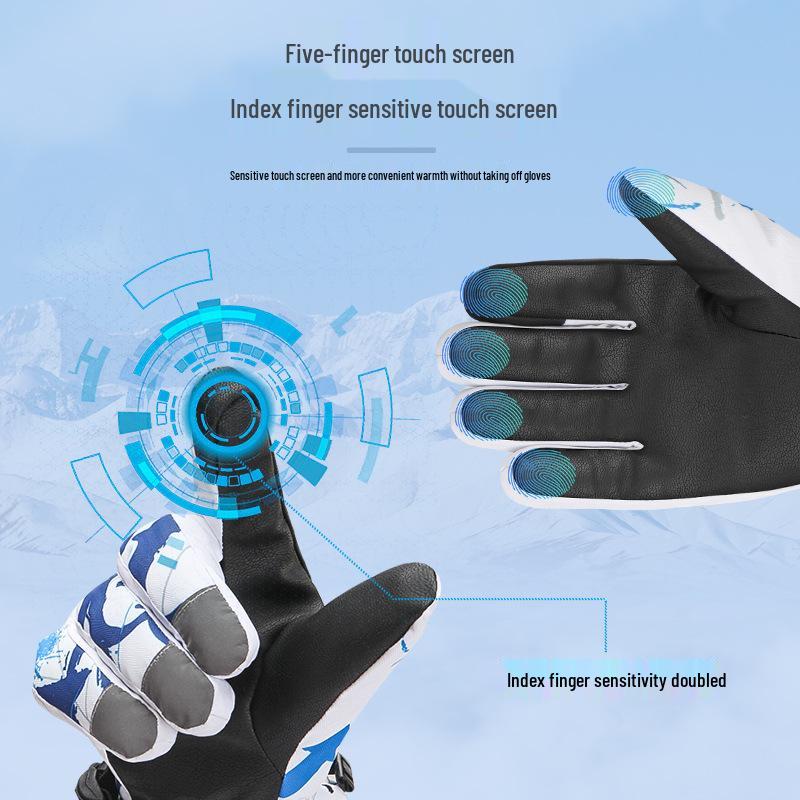 Yirenxing Winter Ski Gloves: Fleece-Lined, Waterproof, Non-slip, Windproof Motorcycle Gloves for Men and Women.