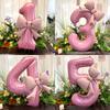 1pc Large Pink Number-Shaped Foil Balloons for Birthday Party Anniversary Festival Banquet Celebration Atmosphere and Decorative