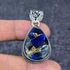 Natural Copper Blue Turquoise 925 Sterling Silver Jewelry Pendant 1.97" ET-4792