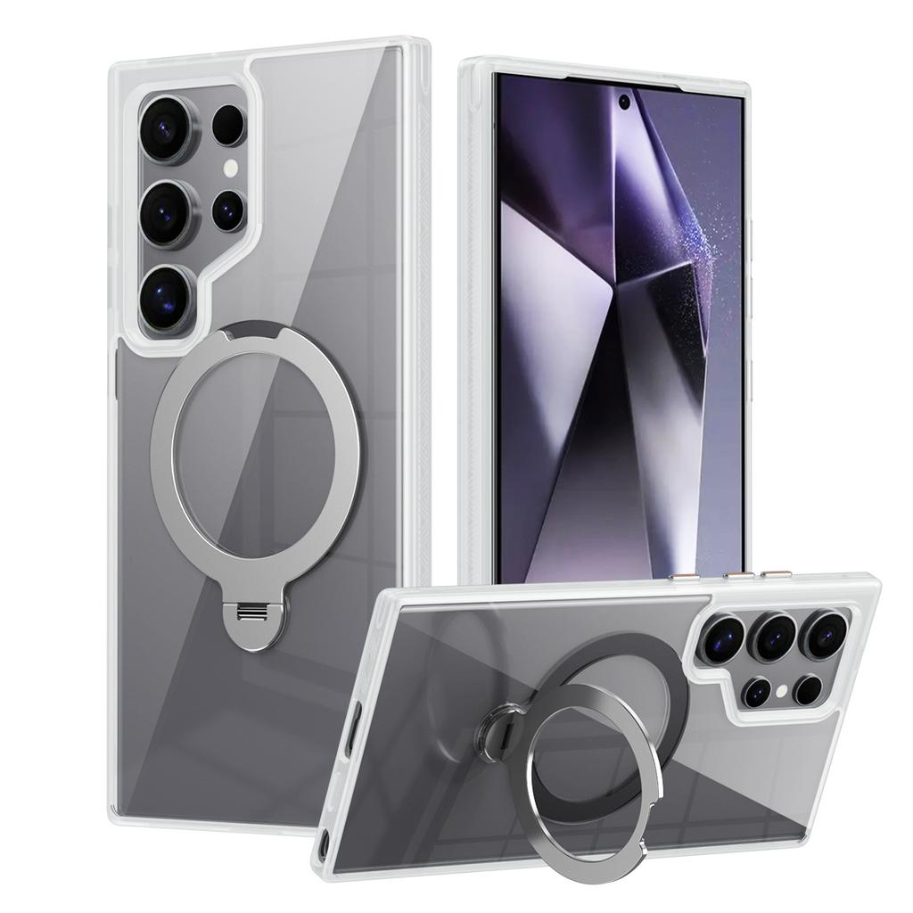 Suitable for Samsung S24ULTRA Mobile Phone Case Thin 360 Rotating Non Inductive Flat Bracket Magnetic Suction PC Sheath