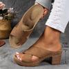 Damen Sommer Leichte Hohl-Sandalen Hohe Absätze Neue Kleider Chunky Cross Offene Zehen Hausschuhe Übergröße Damen Freizeit Schlappen Schuhe