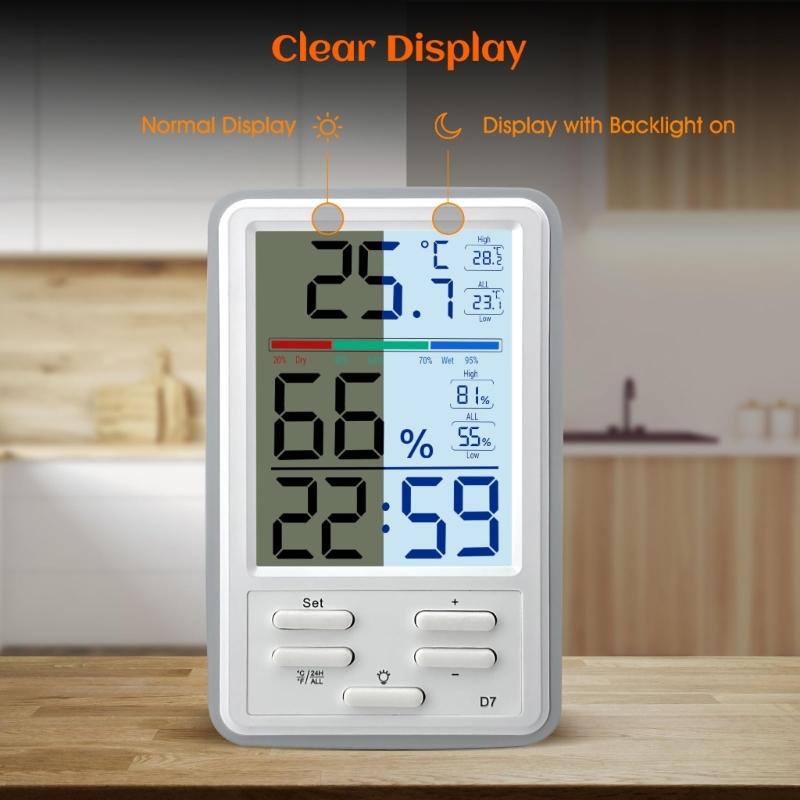 Digital Indoor Hygrometer Thermometers High Accuracy Temperature Humidity Meter for Home Offices Cellars Basements