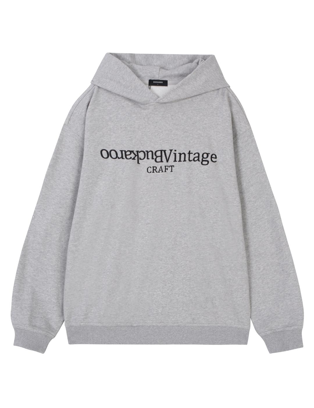 Burkeru Embroidered Logo Oversized Hoodie Melange Gray Melange Grey_L