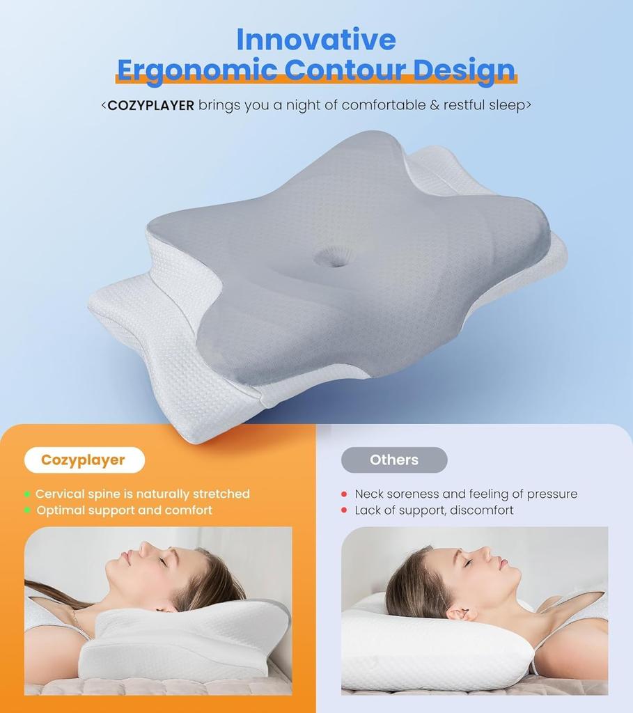 Super-cooling and Pain-relieving Pillow for Neck Support, Adjustable Neck Pillow for Comfortable Sleep
