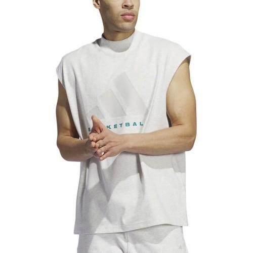 adidas half-high neck pullover sleeveless sports vest, unisex, light gray