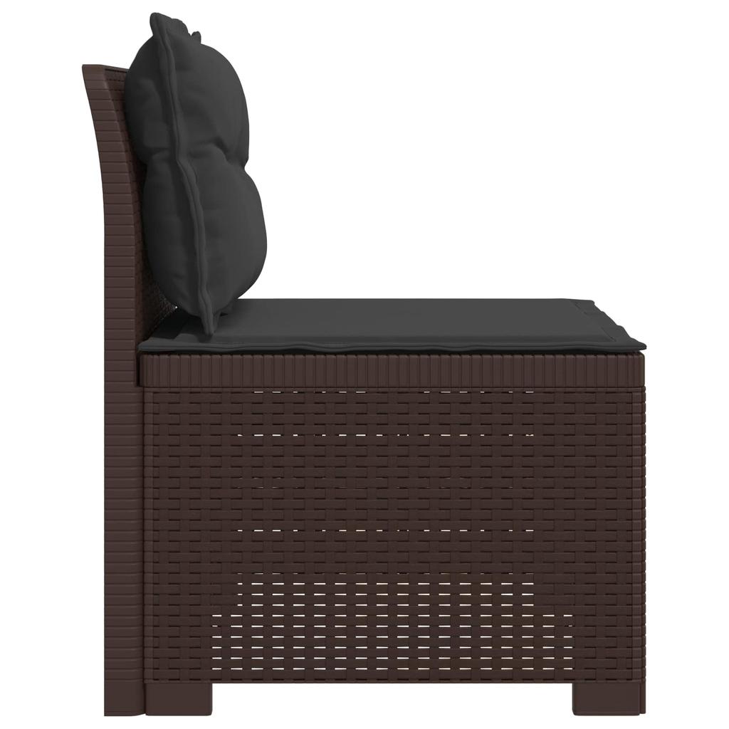 1 Seater Garden Sofa with Cushions Rattan Look PP Brown