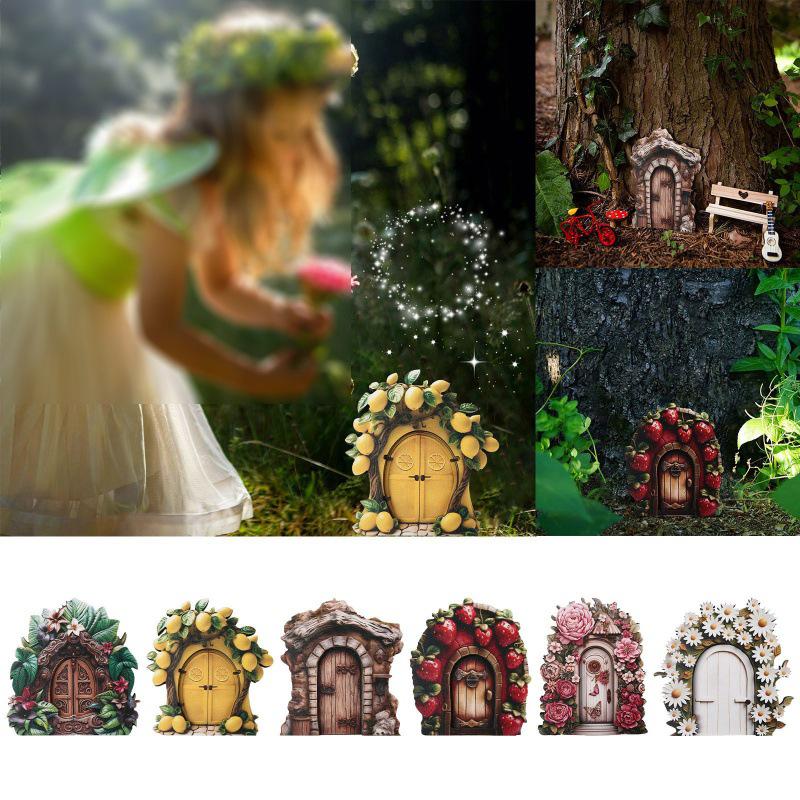 Creative Wooden Fairy Door Ornaments for Garden Decor