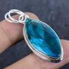 Natural Blue Topaz Gemstone 925 Sterling Silver Jewelry Pendant 2.05" p6W10