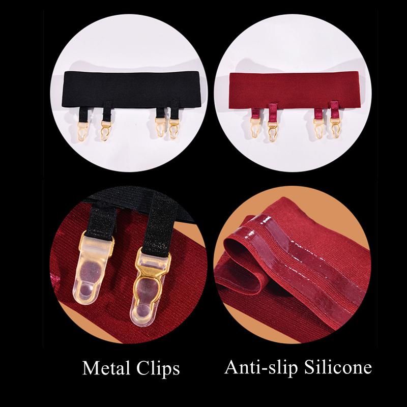 Anti-Rutsch Bein Strumpfband Gürtel Ring für Oberschenkelhohe Strümpfe Elastische Strumpfhalter mit Metallclips Sexy Cosplay Kostüm Zubehör