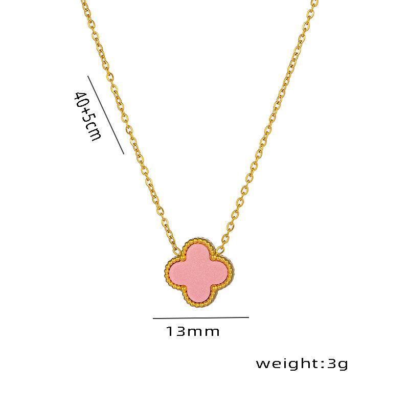 

Double-sided Fritillary Lucky Necklace Four-leaf Clover Single Flower Necklace Titanium Steel K Spot Luxury Clavicle Chain