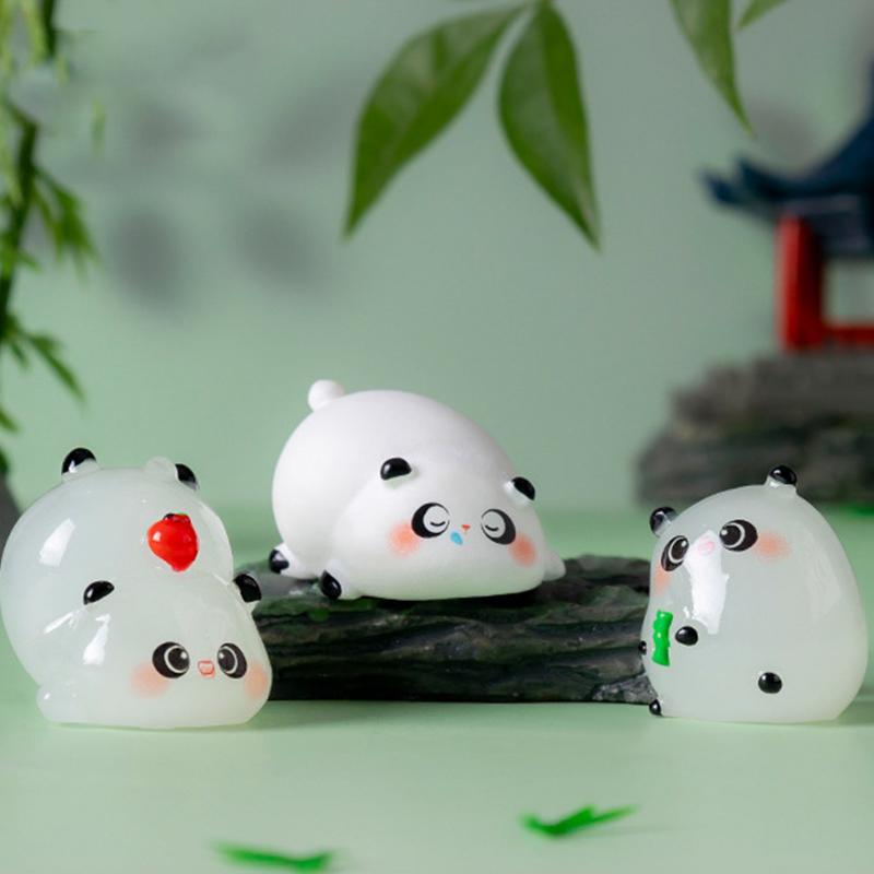 Miniatures Figurines Cute Panda Landscape Ornaments Diy Home Decorations Kawaii Animal Desktop Small Ornaments Accessories