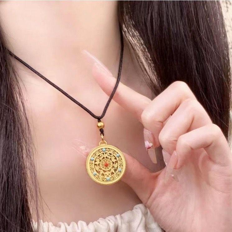 

New Chinese Five Blessings Complete Hollow Pendant Ancient Compass Necklace Pendant Retro Sweater Chain Jewelry