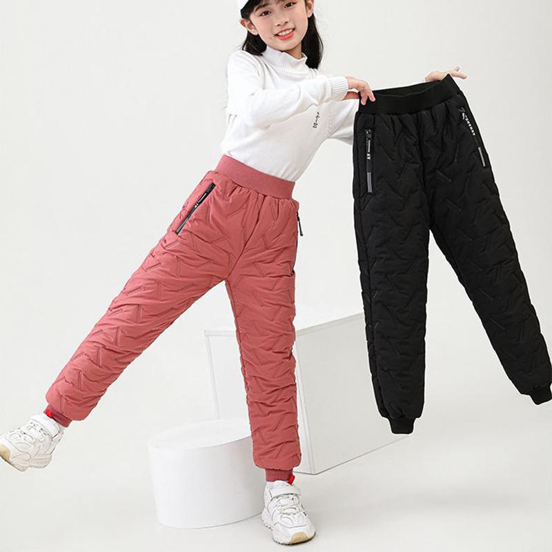 Winter Girls Warm Pants Fashion Boys Casual Waterproof Thicken Sweatpants Childrens