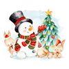 Purple Merry Christmas Snowman Wall & Door Sticker - Festive Decoration for Bedroom & Living Room