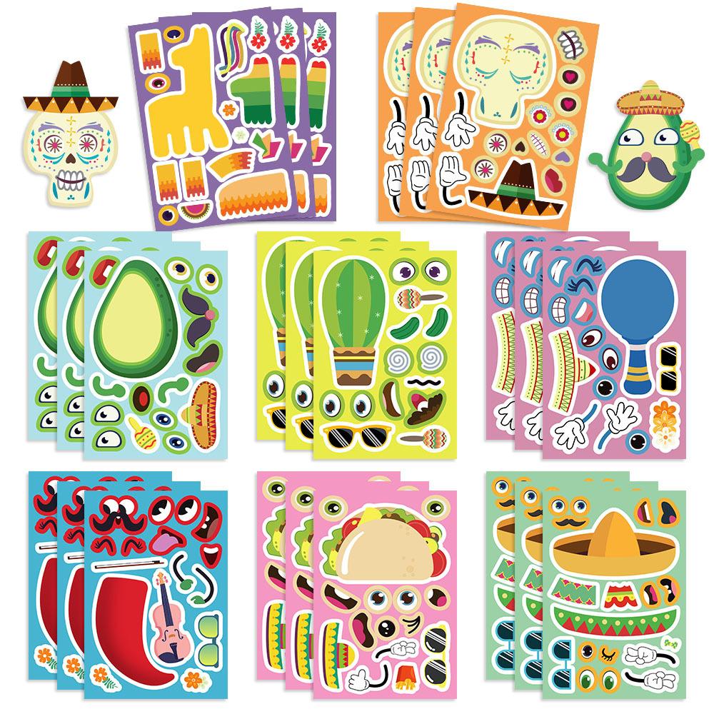 

8 Cartoon Mexican Carnival Collage Stickers Handicraft Waterproof Decorative Stickers DIY