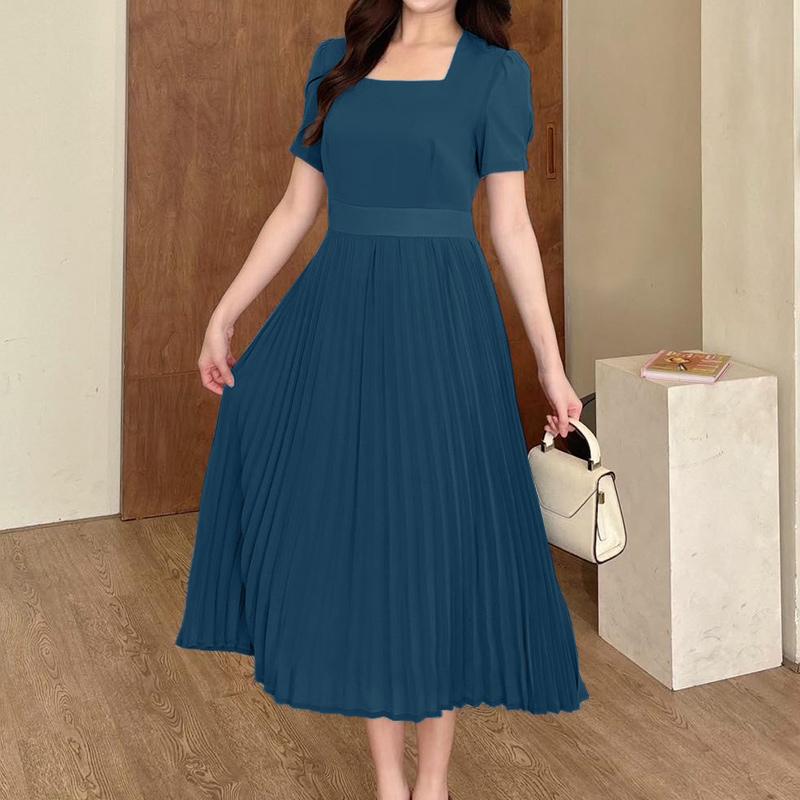 

ZANZEA Женское летнее повседневное платье с квадратным вырезом и короткими рукавами 5XL синий