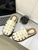 Woven pig cage shoes women's summer thick soles without heels lazy shoes new spring and autumn super fire bag head half slippers