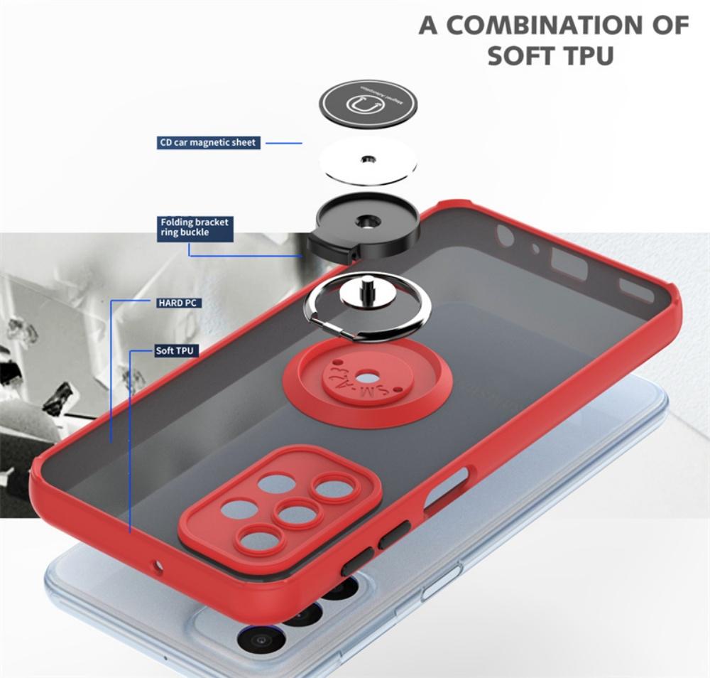 Armor Hard PC Matte Case For Samsung Galaxy A13 A23 A33 A53 A73 5G M23 M33 M53 M13 Cover Ring Magnetic Stand Holder Fundas Coque