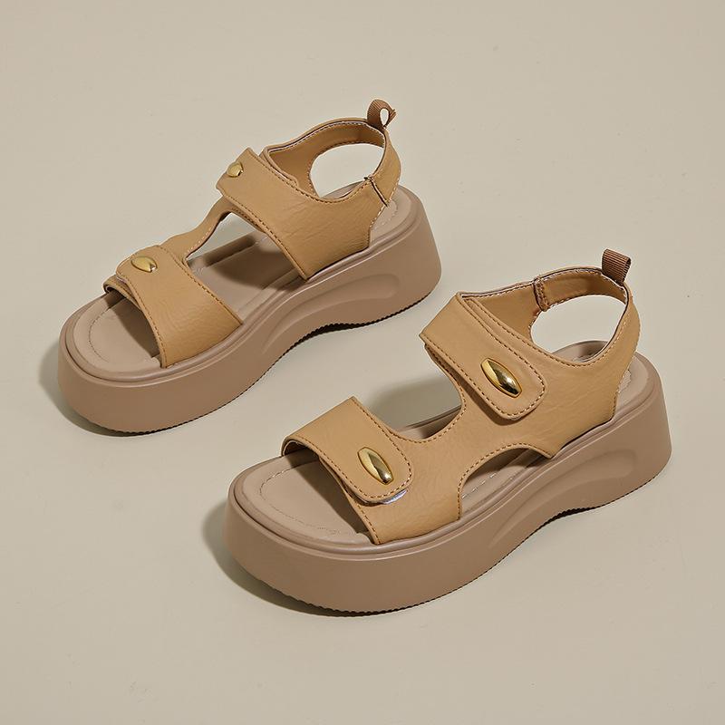 Platform beach sandals women's 2025 summer new versatile open-toed small height increase casual sports sandals
