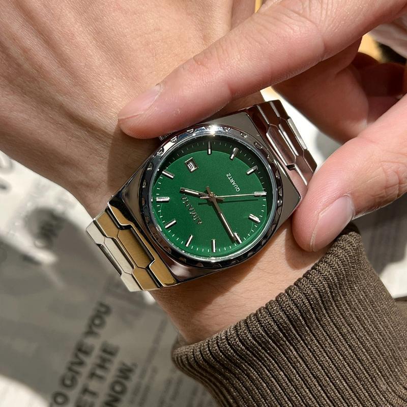 Classic Men Quartz Watch Calendar Display Stainless Steel Band Waterproof Luminous Business Male Wrist Watch
