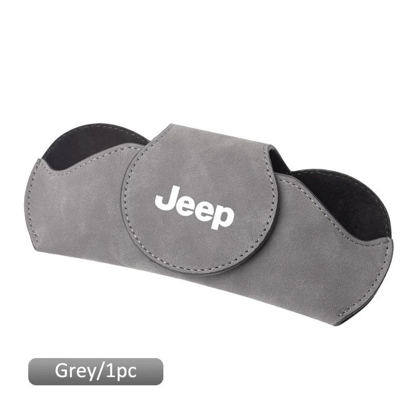 Magnetic Car Sun Visor Glasses Clip For Jeep Renegade Wrangler JK JL Grand Cherokee Compass Patriot Suede Sunglasses Holder ALU1