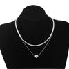Unique Heart Pendent Necklace Double Layered Pendant Choker Stainless Steel Chain Choker Perfect for Fashionable Ladies