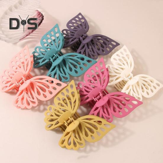 Large Hair Claw with Strong Grip Double-Layered Butterflies Shape Hair Clip Anti-slip Teeth Ponytail Clip Back Head Hair Claw