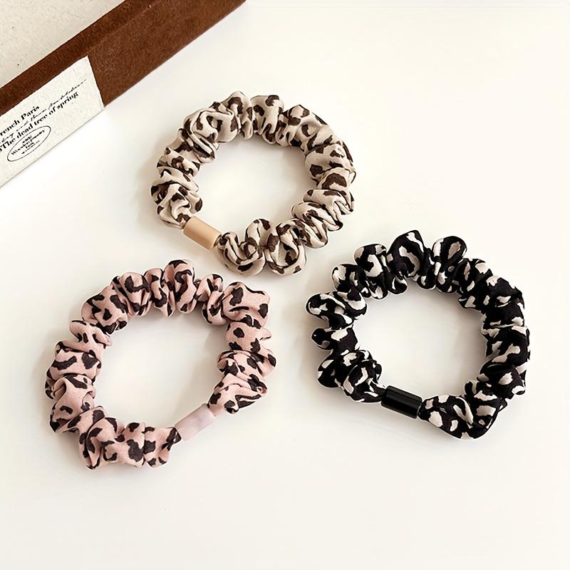10pcs Leopard Print Elastic Hair Ties High-Elasticity Ponytail Holders Buns and Braids Hair Accessories Elastic Hair Bands