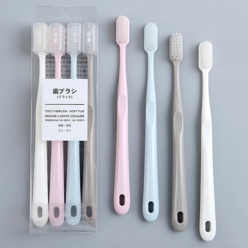 Macaron 4 pcs adult toothbrush small head soft hair ultra-fine household combination men s and women s Morandi toothbrush