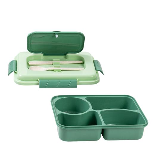 

Ланч-бокс Bento с герметичной коробкой для соуса, многосекционная коробка для закусок, контейнеры для приготовления еды в школу A зелёный