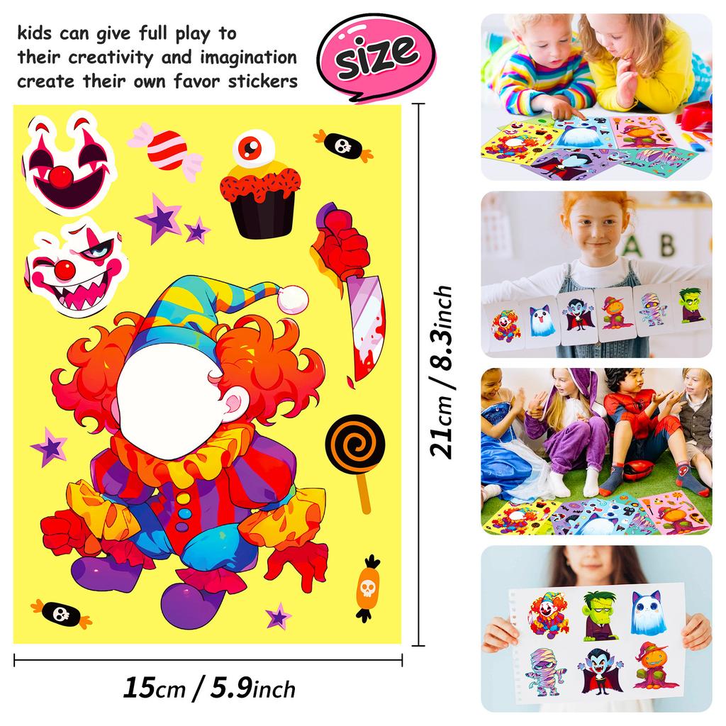 Halloween series face-changing stickers cartoon ghost pumpkin puzzle stickers Halloween stickers face-changing stickers