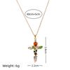 Fashionable and colorful zircon cross necklace with copper material gold-plated and color preserving