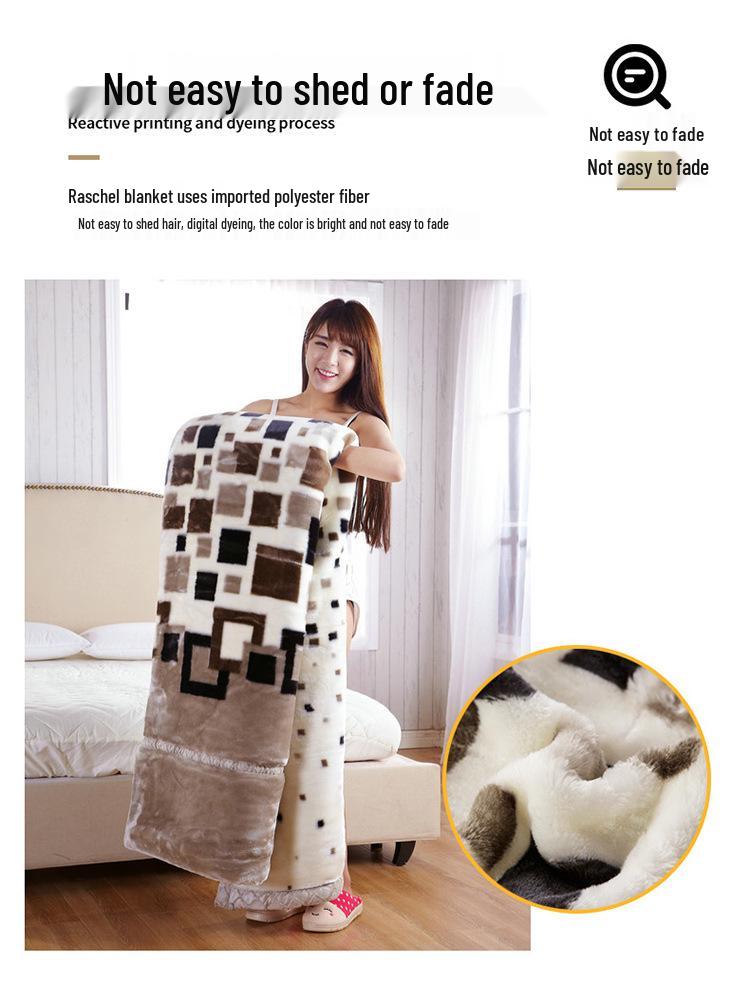 Double-Layer Thickened Raschel Blanket - Winter Warm Quilt & Mattress Cover for Weddings, Air Conditioning, and More.