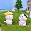 Adorable Cartoon Cow Resin Figurine For Diy Fairy Gardens And Terrariums