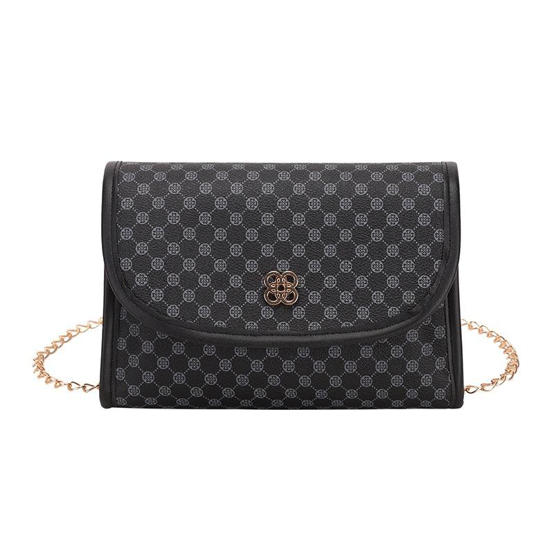 Simple chain small bag, new contrasting color women's bag, shoulder messenger bag, fashionable printed small square bag.